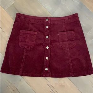 Brandy Melville Burgundy Button-up Skirt